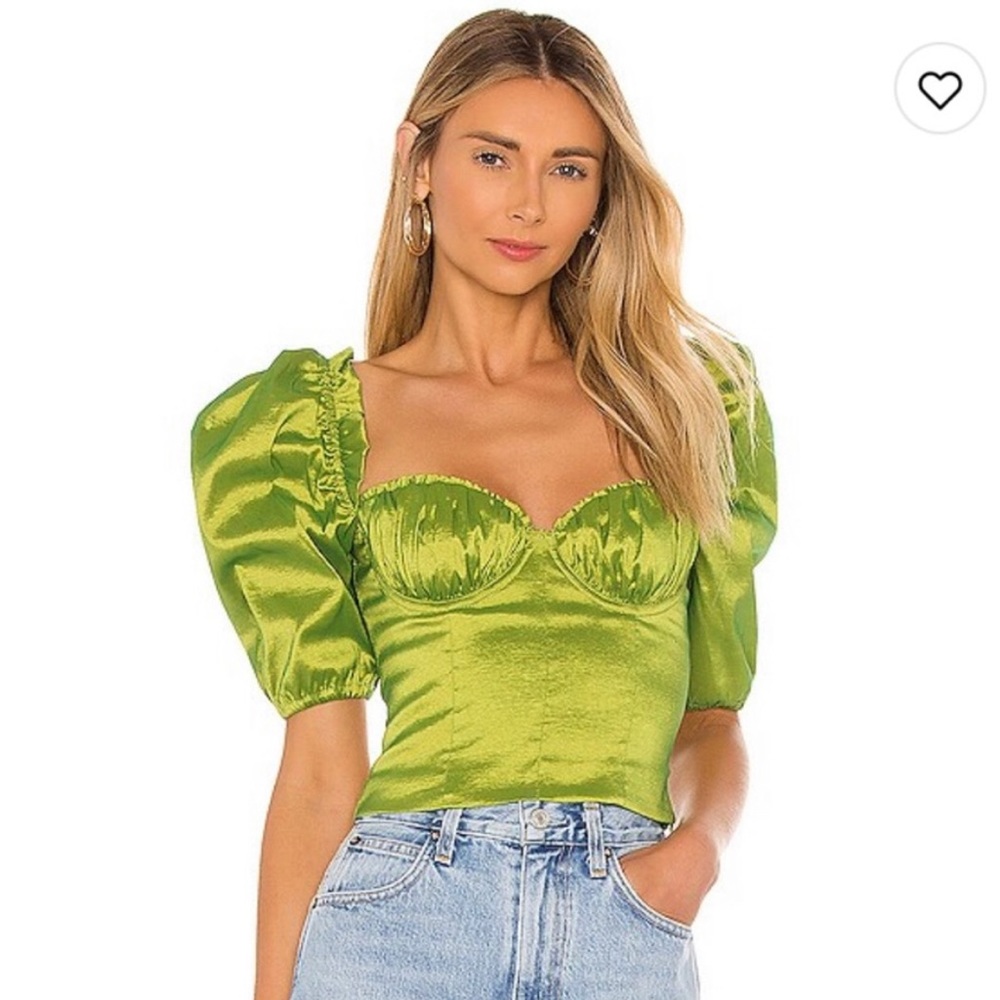 Majorelle lime bustier puff sleeve revolve